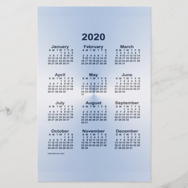 Papeterie Calendrier bleu acier 2020 par Janz (Devant)