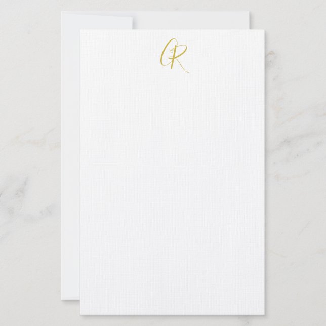 Papeterie Calligraphie couleur or monogramme moderne minimal (Devant)