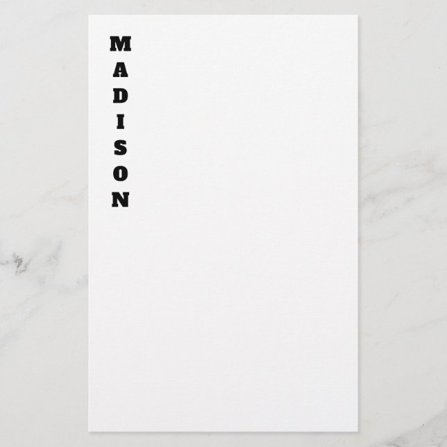 Papeterie Calligraphie de nom élégante noir et blanc (Devant)