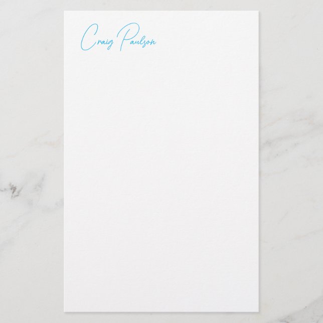 Papeterie Calligraphie de votre nom en bleu blanc Unique Min (Devant)