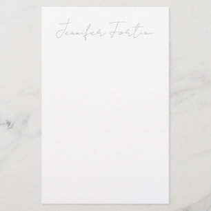 Papeterie Calligraphie Élégant Gris & Blanc Simple