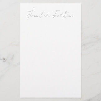 Papeterie Calligraphie Élégant Gris & Blanc Simple