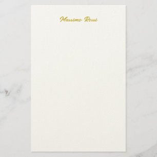 Papeterie Calligraphie Élégant Or Blanc Simple Nom