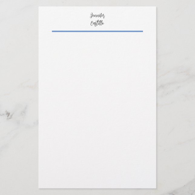 Papeterie Calligraphie minimaliste noir bleu clair (Devant)