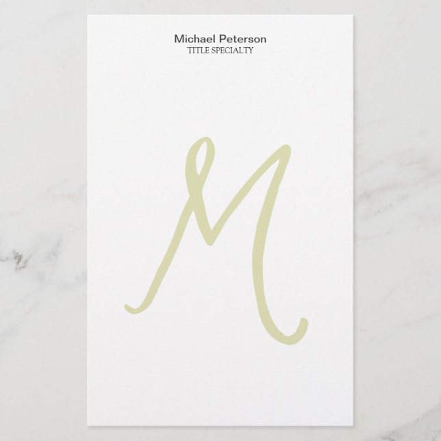Papeterie Calligraphie Monogramme Initial Moderne (Devant)