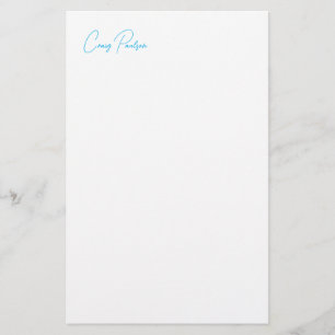 Papeterie Calligraphie Nom Bleu Blanc Unique Minimaliste