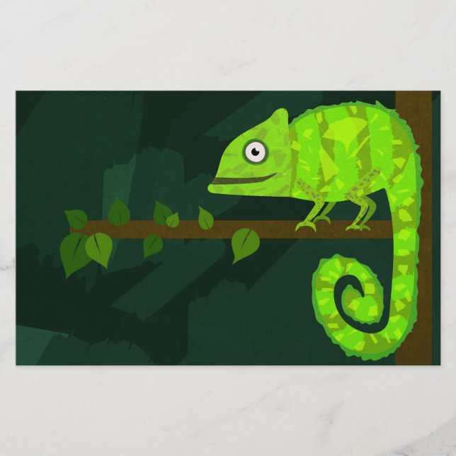 Papeterie Caméléon vert mignon (Devant)