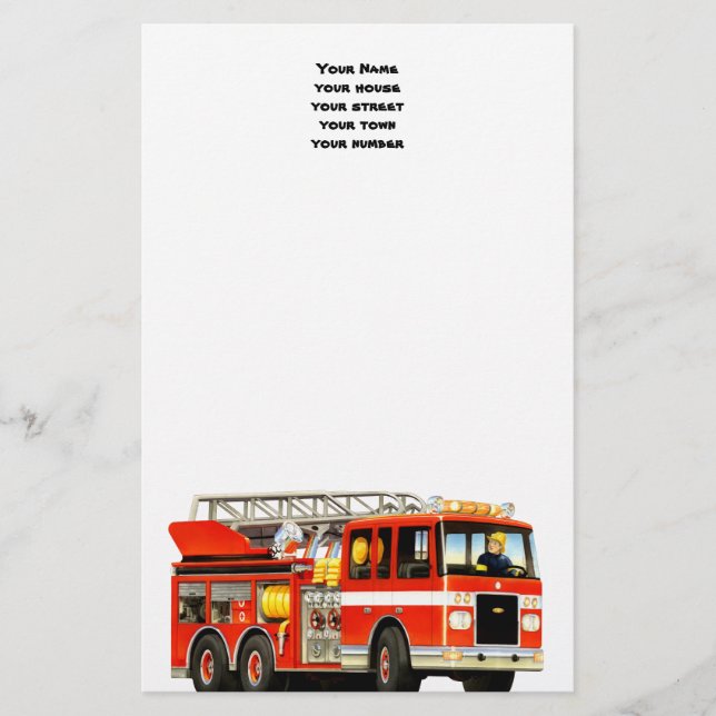 Papeterie Camion de pompiers fait sur commande (Devant)