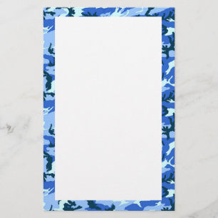 Papeterie Camouflage bleu ciel Woodland