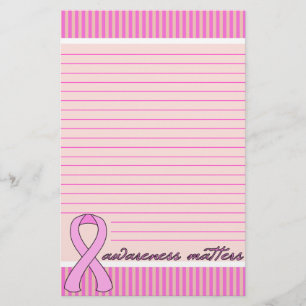 Papeterie Cancer du sein rose de ruban rayé