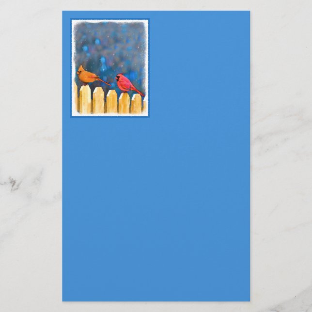 Papeterie Cardinals on the Fence Painting - Art original (Devant)