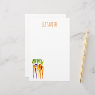 Papeterie Carottes à l'aquarelle légumes mignons