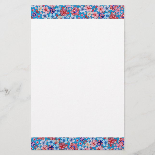 Papeterie Cascade bleue en cascade Floral Chirimen (Devant)