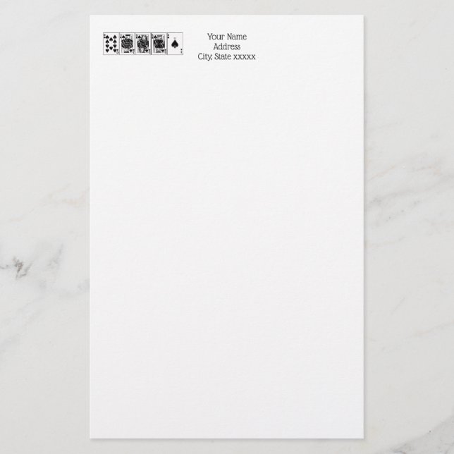 Papeterie Casino Night Poker Royal Straight Flush Spades (Devant)