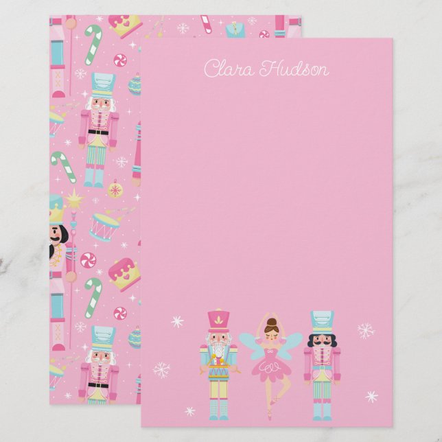 Papeterie Casse-noisette rose mignon Personnalisé (Devant / Derrière)