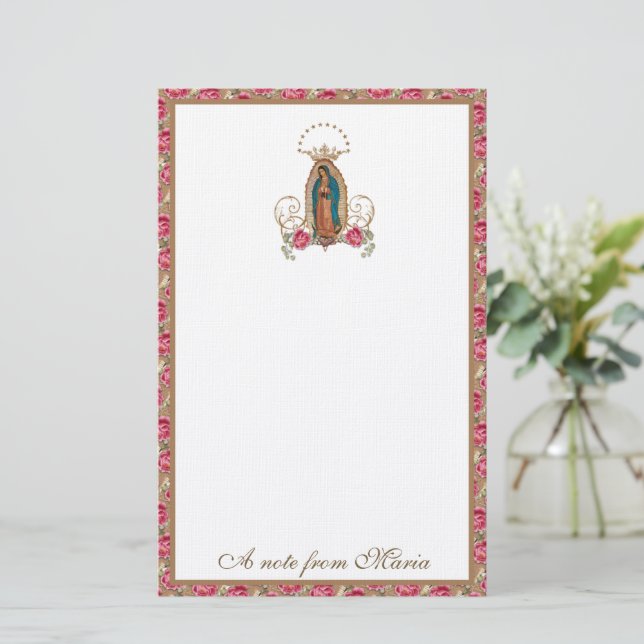Papeterie Catholique Vierge Marie Guadalupe Rose (Debout devant)