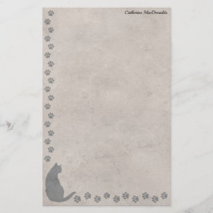Papeterie CatSilhouette & PawPrints avec votre nom