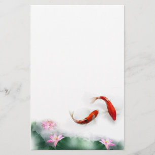 Papeterie Cercle de zen oriental Feng Shui Koi et Lotus de