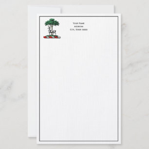 Papeterie Cerf Daim Biche près de l'Arbre Blason Emblème Hér