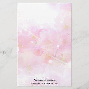 Papeterie Cerisier japonais aux fleurs rose pastel