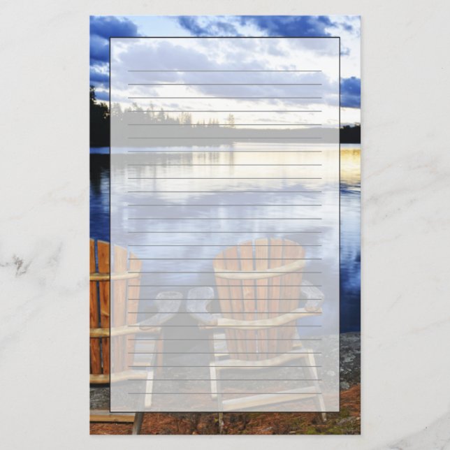 Papeterie Chaises En Bois Au Coucher Du Soleil Sur La Rive D (Devant)