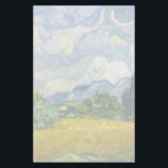 Papeterie Champ de blé Vincent Van Gogh avec Cyprès<br><div class="desc">Belle oeuvre de 1889 du célèbre peintre Vincent Van Gogh,  un de mes artistes préférés de l'époque impressionniste. Ce papier stationnaire du paysage impressionniste présente de grands cyprès verts dressés contre de jolis nuages tourbillonnants au-dessus d'un champ de blé.</div>