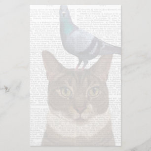 Papeterie Chat avec Pigeon sur la tête