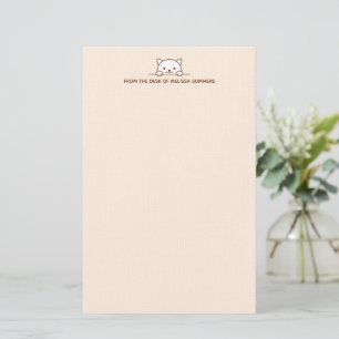 Papeterie Chat blanc Pékin au-dessus du texte personnalisé B
