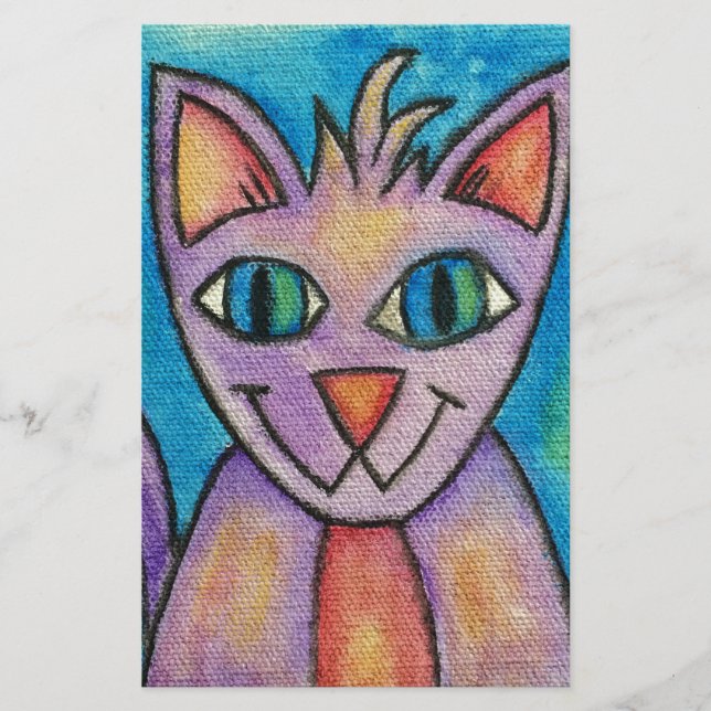 Papeterie Chat Chaton Rose Violet (Devant)