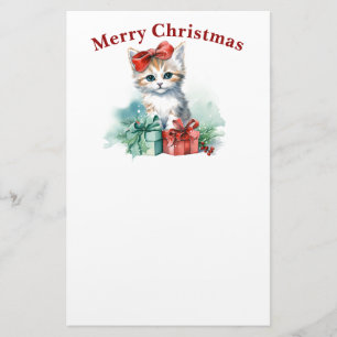 Papeterie Chat de Noël mignon