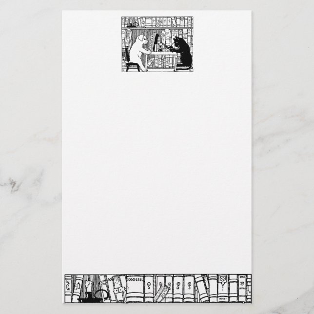 Papeterie Chat et chien dans la bibliothèque (Devant)