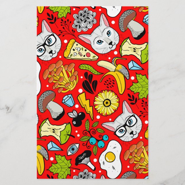 Papeterie Chat et oeuf sur le rouge (Devant)