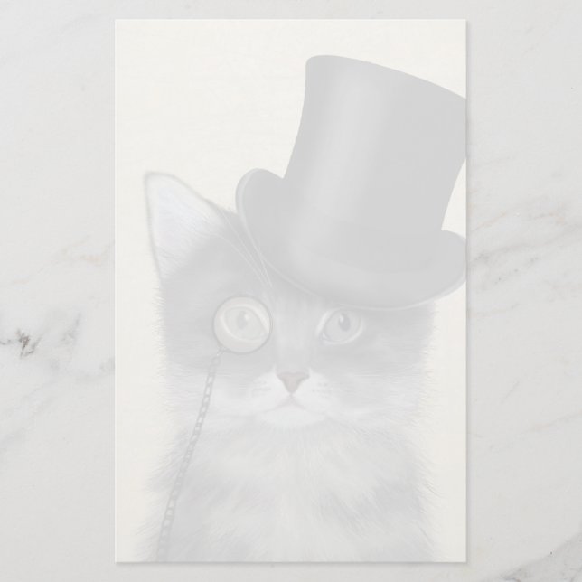 Papeterie Chat gris avec chapeau supérieur (Devant)