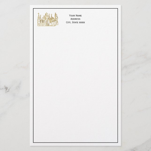 Papeterie Château héraldique vintage #2 Crest Faux Gold (Devant)