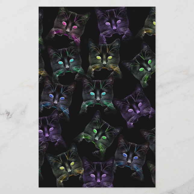 Papeterie Chats cool sur Noir ! Chats multicolores (Devant)