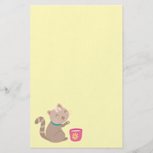 Papeterie Chatte mignonne en dessin animé sur la menthe