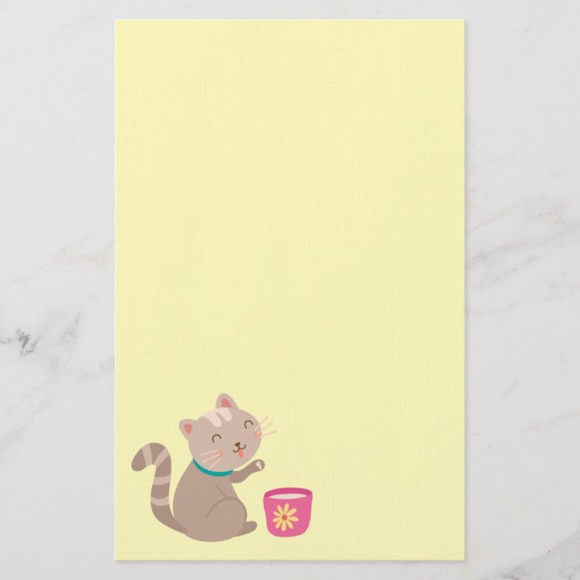 Papeterie Chatte mignonne en dessin animé sur la menthe (Devant)