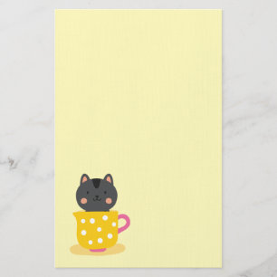 Papeterie Chatte mignonne en dessin animé sur la menthe