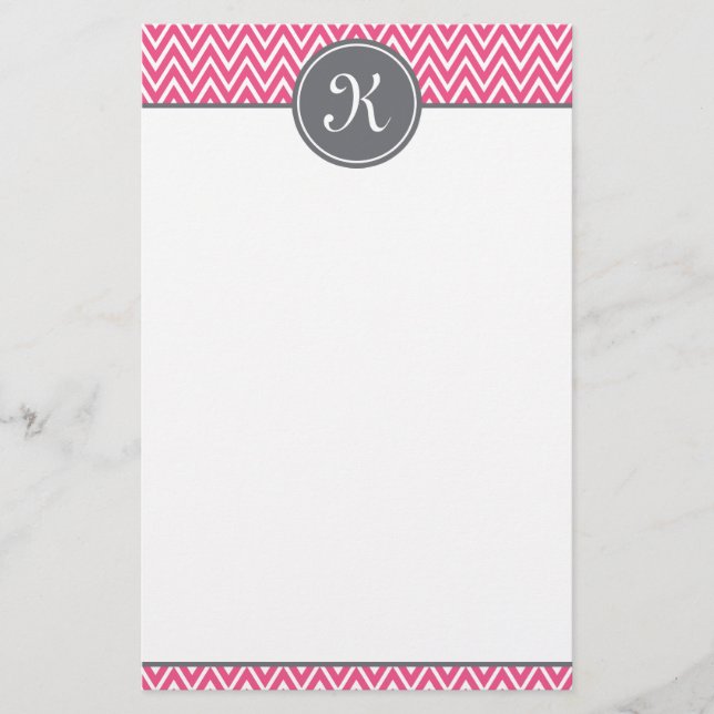 Papeterie Chaud rose Motif Gris Monogramme (Devant)