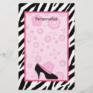 Papeterie Chaussures Tendance Zebra Girly Rose Avec Nom