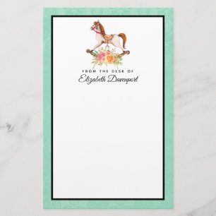 Papeterie Cheval à roche vintage avec Bouquet floral