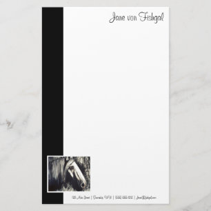 Papeterie Cheval Gris avec Bordure Noire