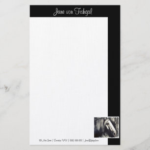 Papeterie Cheval Gris avec Bordure Noire