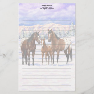 Papeterie Chevaux Appaloosa De Baie Brown En Neige