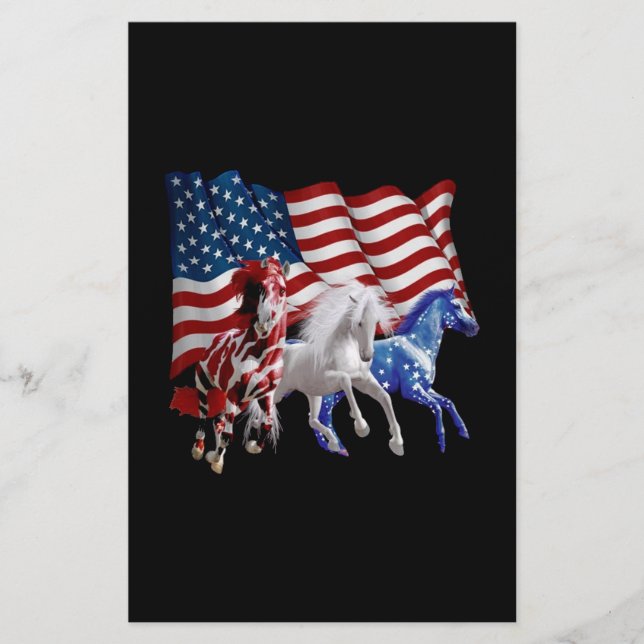 Papeterie Chevaux États-Unis Drapeau américain Cheval (Devant)