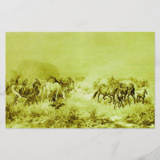 Papeterie CHEVAUX GRAZER Olive Green antique (Devant)