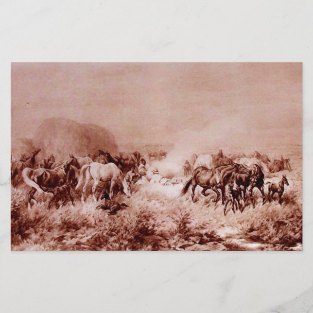 Papeterie CHEVAUX GRAZER Sepia Brown antique (Devant)