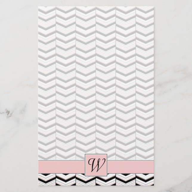 Papeterie Chevron noir blanc et blanc (Devant)