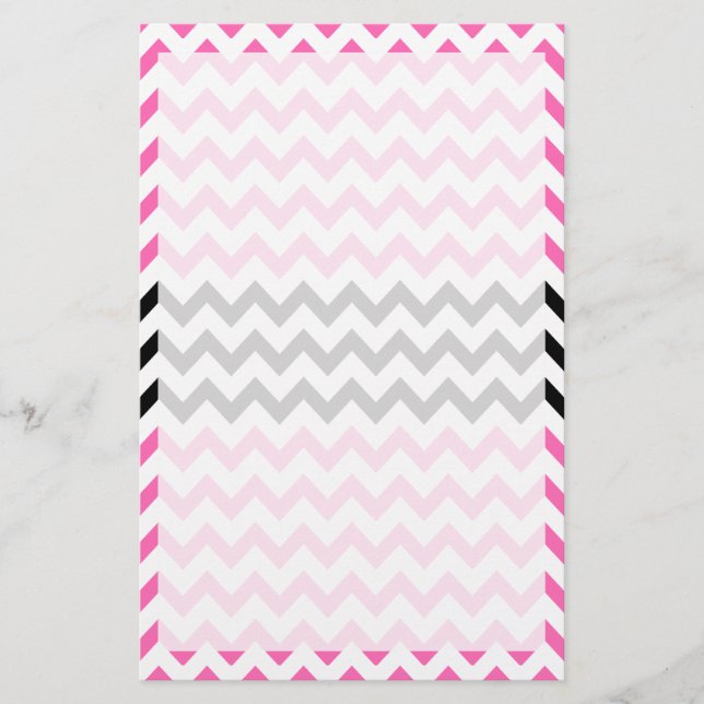 Papeterie Chevron rose et noir par Shirley Taylor (Devant)