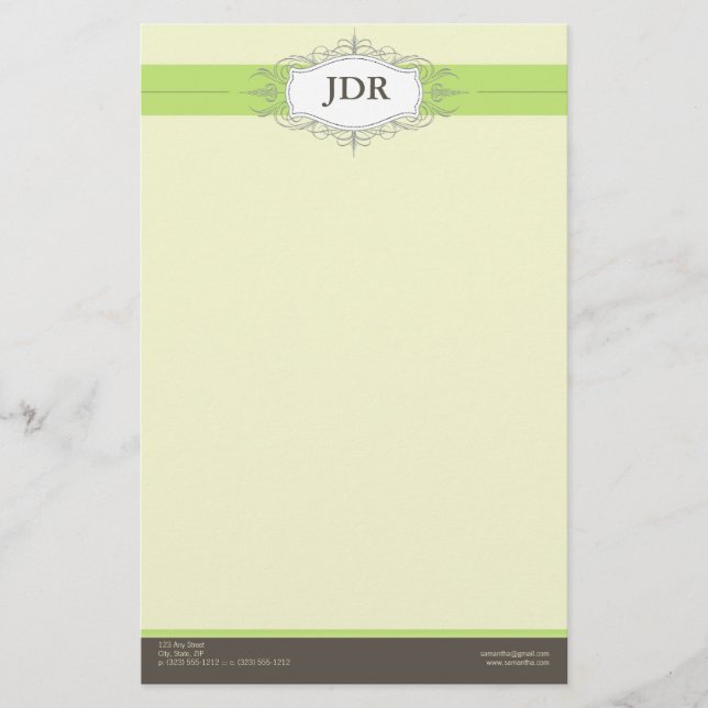 Papeterie Chic Deco Lime Customisée (Devant)